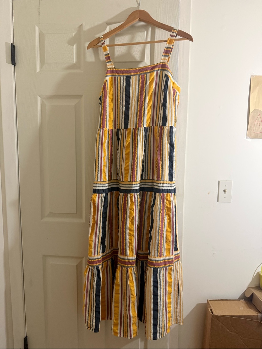 LOFT Striped Yellow Tiered Maxi Dress - Women 10P